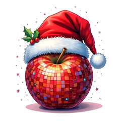 Christmas red apple with santa hat, Merry christmas teacher design, school christmas designs