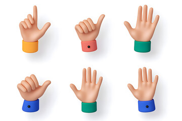 Obraz premium 3d cartoon hands showing gestures collection isolated on white