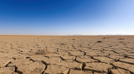 Dry Barren Plains Under Clear Blue Sky