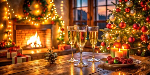 Festive Portrait of a Merry Holiday Celebration with Drinks, Christmas Lights, and Cheerful Atmosphere, Perfect for Capturing the Spirit of Drunken Joy and Festivity