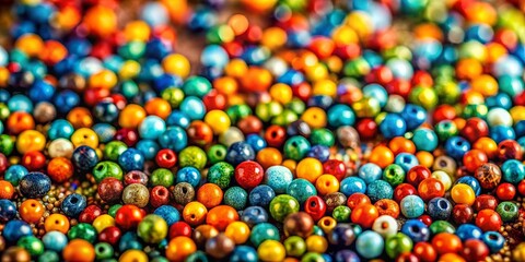 Fototapeta premium A vibrant and diverse collection of colorful round beads, each displaying unique patterns and textures, creating a captivating visual tapestry.