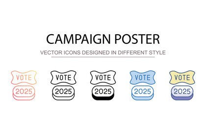 Campaign Poster icon design with white background stock illustration