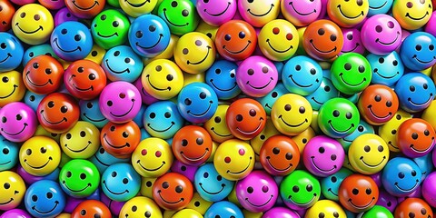 Fototapeta premium Vibrant Smiley Faces Double Exposure Wallpaper