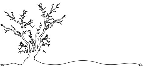 dry tree illustration. Plants or trees will die and dry up if you are unable to care for them. If you want a more colorful life, take care of them