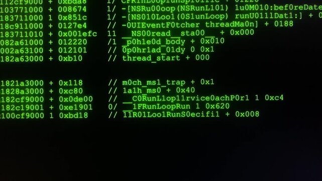 computer screen  displays binary code 