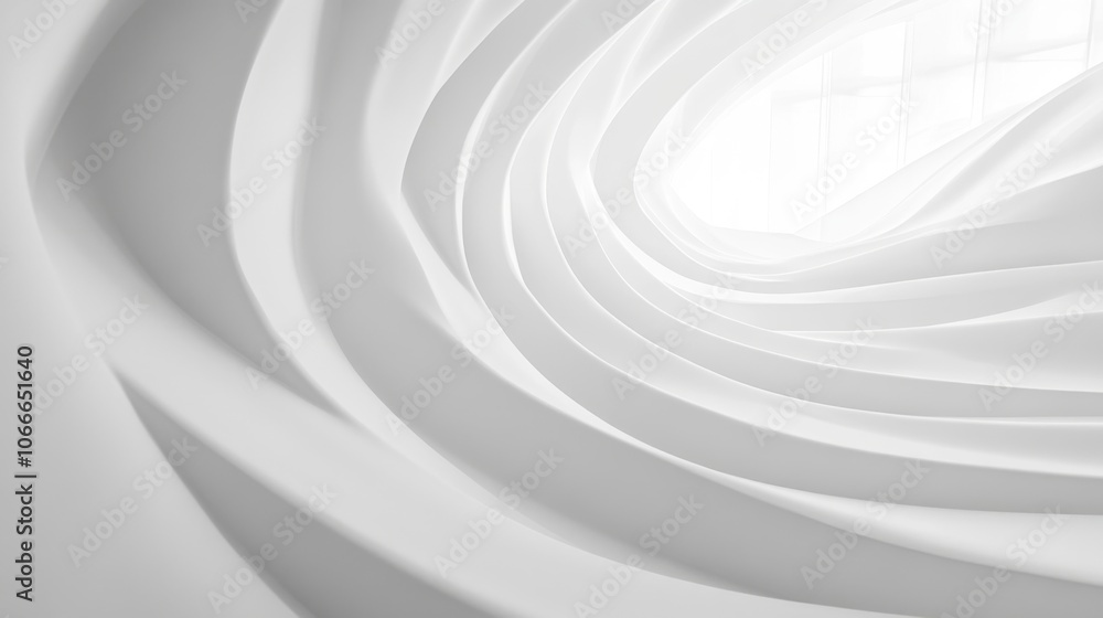 Poster abstract white curves in modern architecture