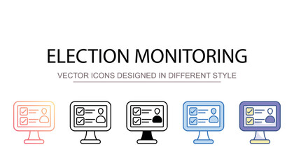Election Monitoring icon design with white background stock illustration