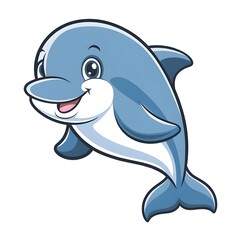 Naklejka premium Playful cartoon dolphin character, illustration or fun aquatic-themed content.