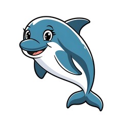 Fototapeta premium Playful cartoon dolphin character, illustration or fun aquatic-themed content.