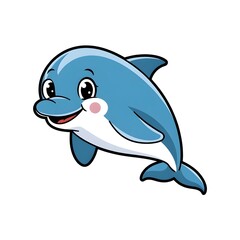 Naklejka premium Playful cartoon dolphin character, illustration or fun aquatic-themed content.