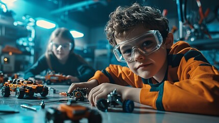 Children Engaged in Creative Toy Building Activity