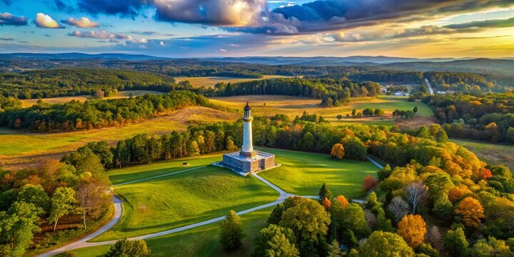 Drone footage of Chickamauga & Chattanooga National Military Park, Fort Oglethorpe, GA, 2024.  High-altitude views.