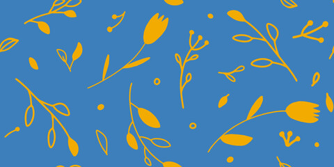 Modern floral with flowers print. Seamless pattern. Hand drawn style.
