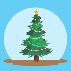 Festive Christmas Tree with Ornaments and Star