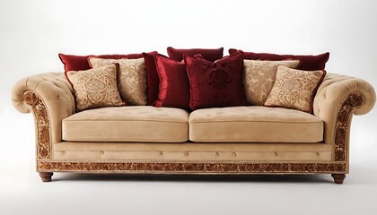red sofa isolated on white