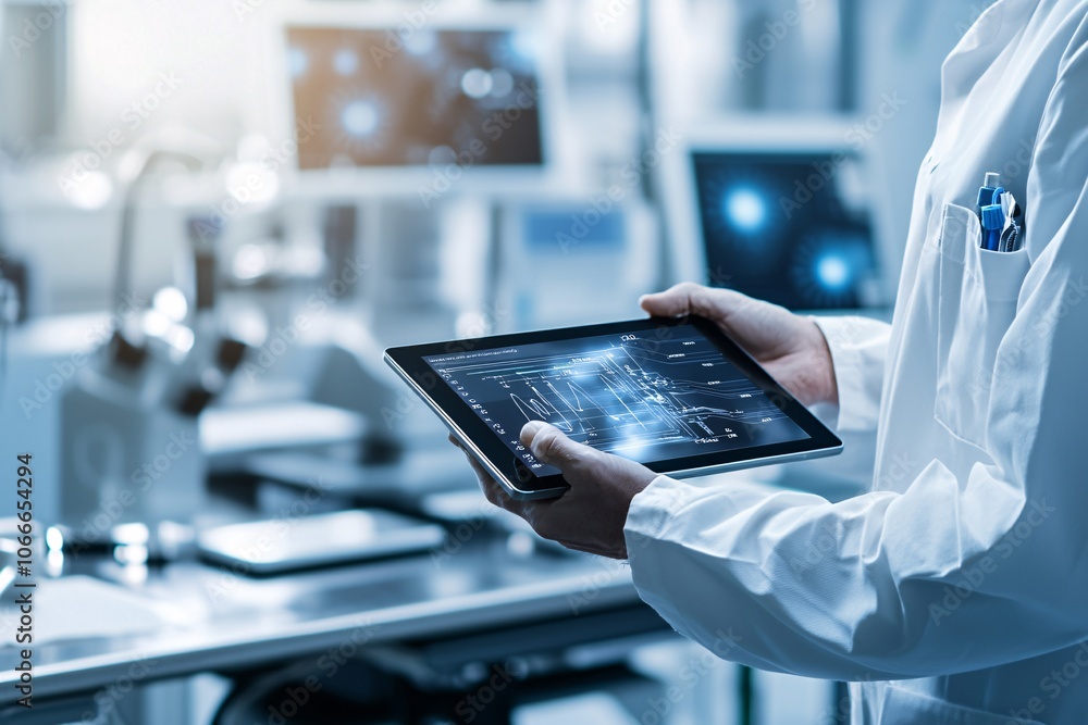 Poster a wind turbine technician holds a digital tablet displaying data on carbon-neutral innovations, with