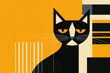 Cat in bauhaus minimal style 