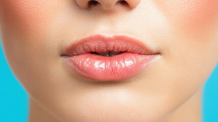 Fototapeta premium Person with noticeable redness and swelling around the lips, showing an allergic skin reaction lip swelling, allergic reaction, skin irritation