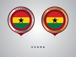 Made in Ghana. labels, stickers, pointer, badge and symbol of Ghana flag icon. Collection vector illustration