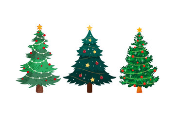 Festive Christmas Trees with Ornaments