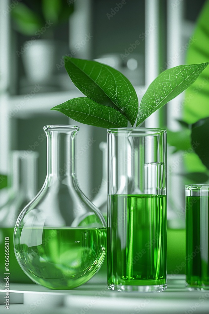 Aufkleber a team of engineers developing green technology in a high-tech lab, surrounded by sustainable materi
