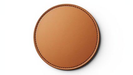 Fototapeta premium Elegant square patch mockup with fine leather texture and stitching, ideal for branding