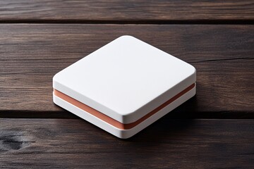 Fototapeta premium White Gift Box Mockup on Wooden Background - Minimal Product Packaging Design