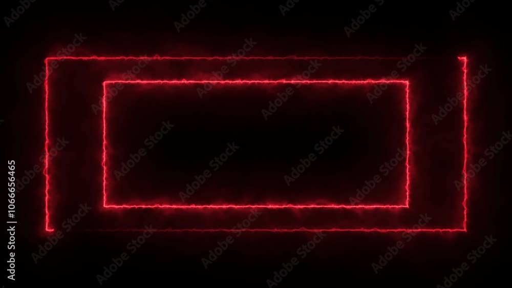 Poster rectangle neon light glowing neon frame animation. black background colorful neon frame rectangle 4k