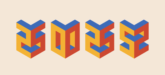 Minimal 20s geometric design 3D numbers