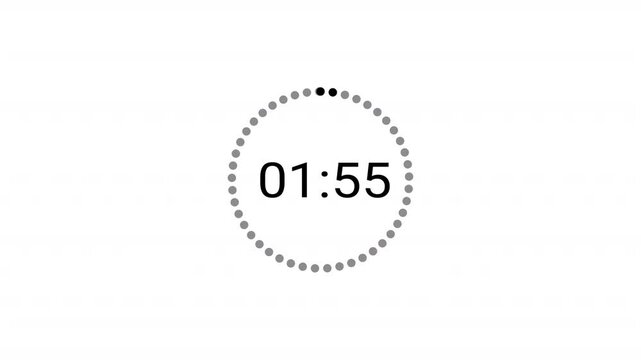 two minutes countdown, 2 minute timer countdown animation, animation on two minutes countdown on a transparent background.