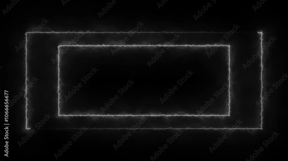 Poster rectangle neon light glowing neon frame animation. black background colorful neon frame rectangle 4k