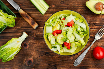 Spring salad of raw fresh vegetables.