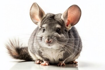 Gray chinchilla, realistically rendered, isolated on white.