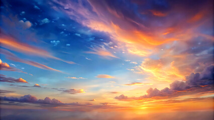 Fototapeta premium sunset over the sea. sky, sunset, sun, cloud, clouds, nature, sunrise, orange, blue, landscape, dusk, beautiful, light, dramatic, evening, abstract, sunlight, dawn, cloudscape, red, color, beauty, atm