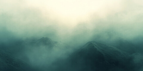 Obraz premium Ethereal misty landscape background with soft fog rolling over hills, creating a sense of mystery