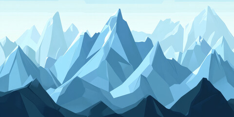 Layered mountain range background with various shades of blue and gray, evoking a sense of adventure