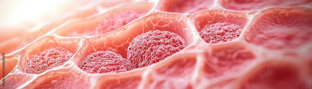 Poster close-up view of cellular structure highlighting intricate patterns and textures.