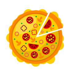 Whole Pizza Sliced Piece vector