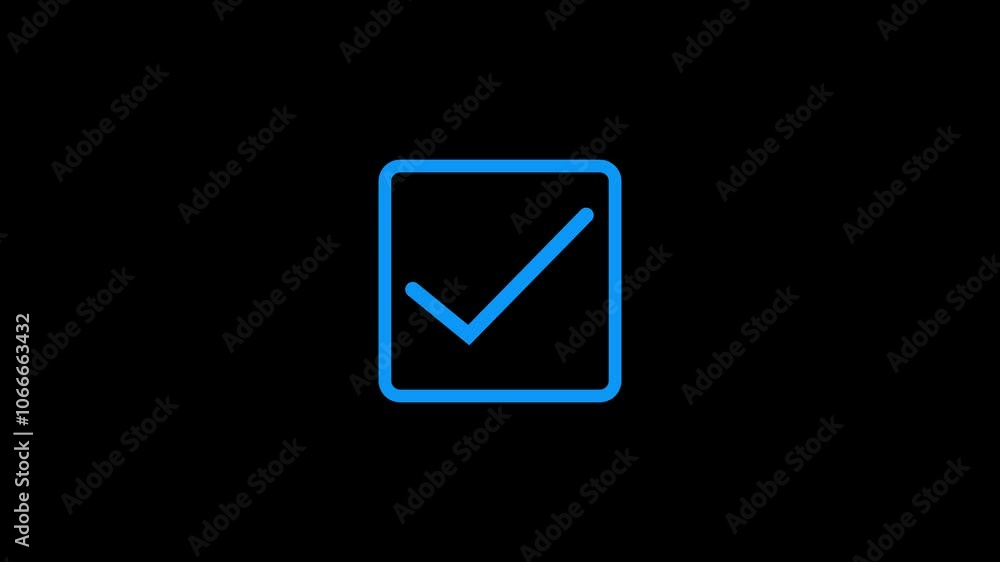 Poster animation in motion graphics of a check marks symbols. symbolizing right.