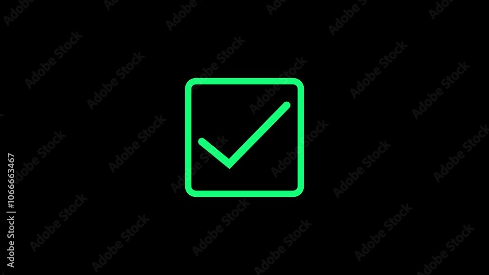 Poster animation in motion graphics of a check marks symbols. symbolizing right.