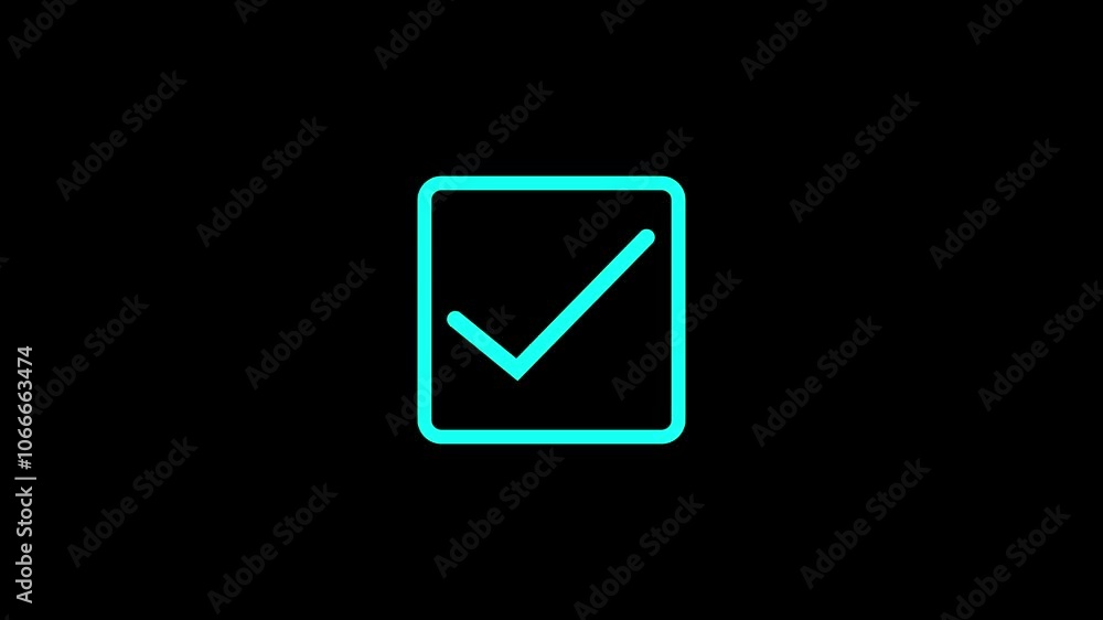 Poster animation in motion graphics of a check marks symbols. symbolizing right.