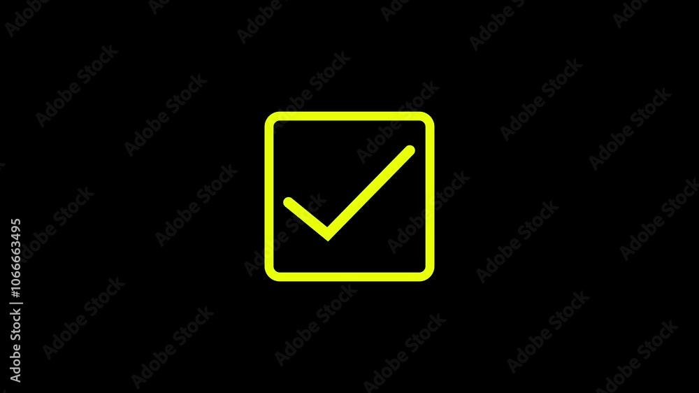 Poster animation in motion graphics of a check marks symbols. symbolizing right.