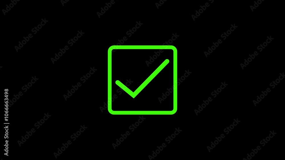 Poster animation in motion graphics of a check marks symbols. symbolizing right.