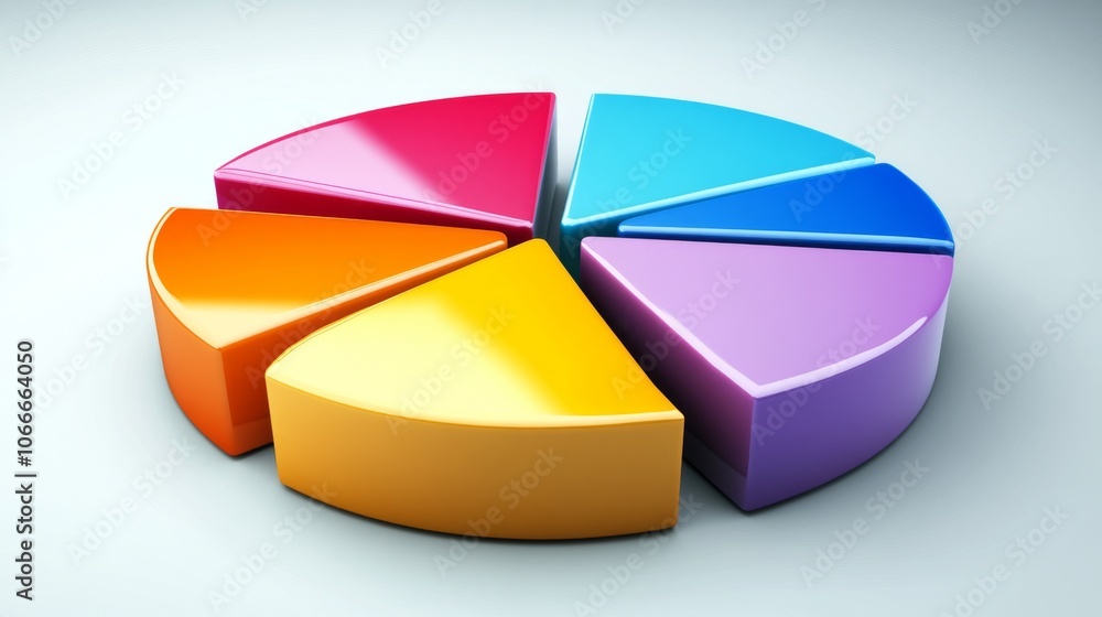 Poster colorful pie chart with sections for data visualization