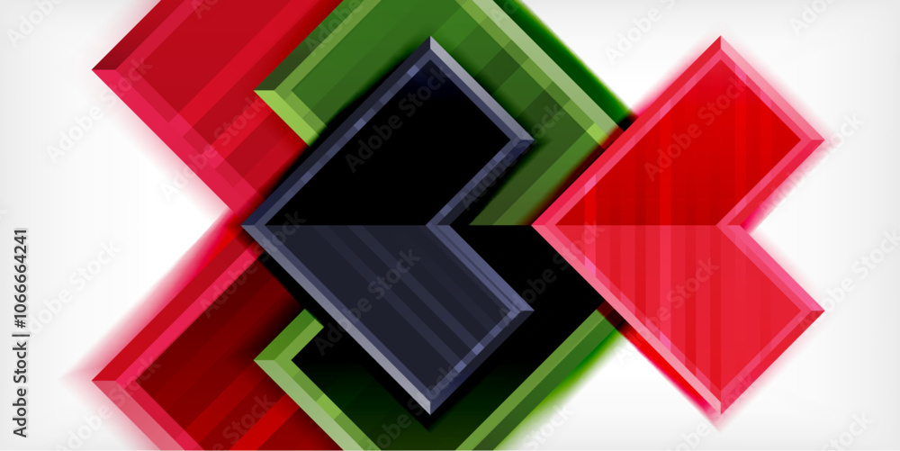 Poster Arrow symbols created with 3d effects and line texture geometric abstract background