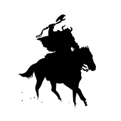 Barbarian Warrior on Horse Silhouette Vector