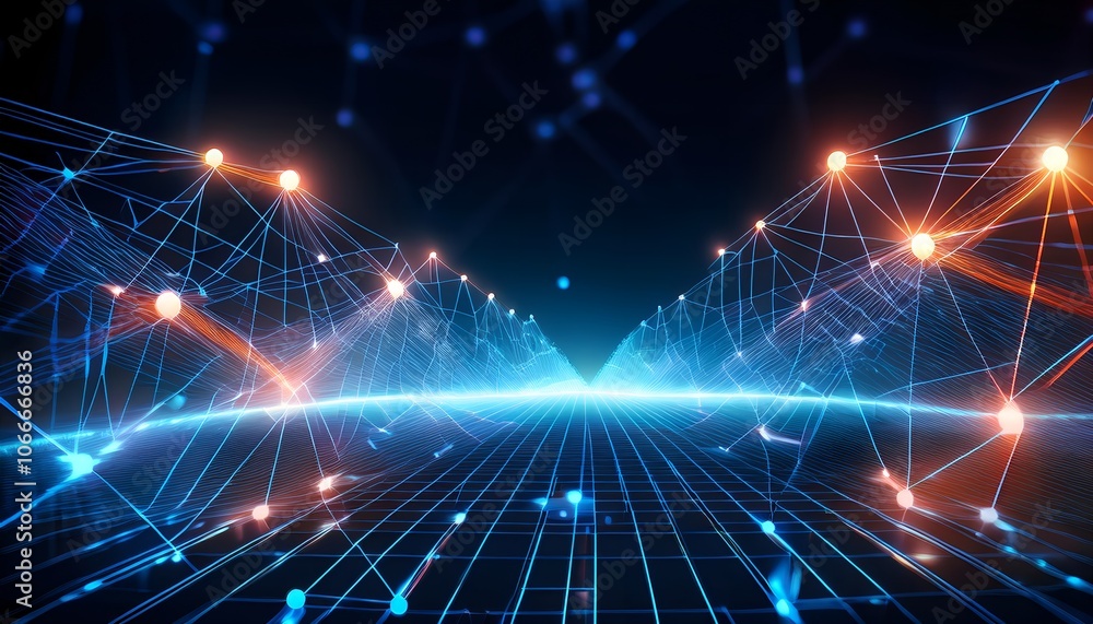 Poster a fantastic background with glowing interconnected line representing network connection