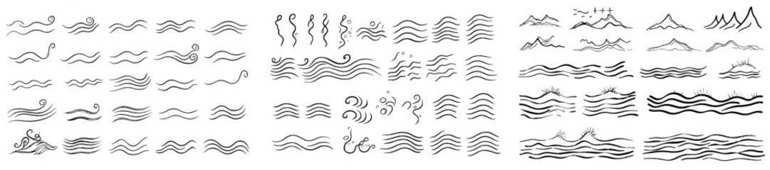 Fototapeta premium Various styles and curves of sea waves