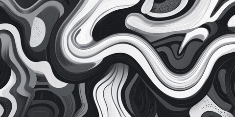 Fototapeta premium An intricate abstract background featuring intertwining lines and shapes in monochromatic shades, creating a modern aesthetic