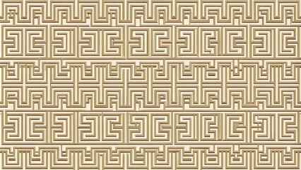 A Geometric Pattern of Interlocking Squares and Rectangles in a Golden Hue, Creating a Complex and Intriguing Visual Labyrinth